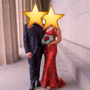 Stunning Red Sequin Prom Gown. Worn Once. Excellent Condition.